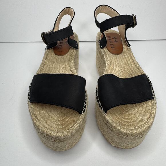 Manebi Platform Espadrille Sandals Womens Size 39 Black Made In Spain Boho